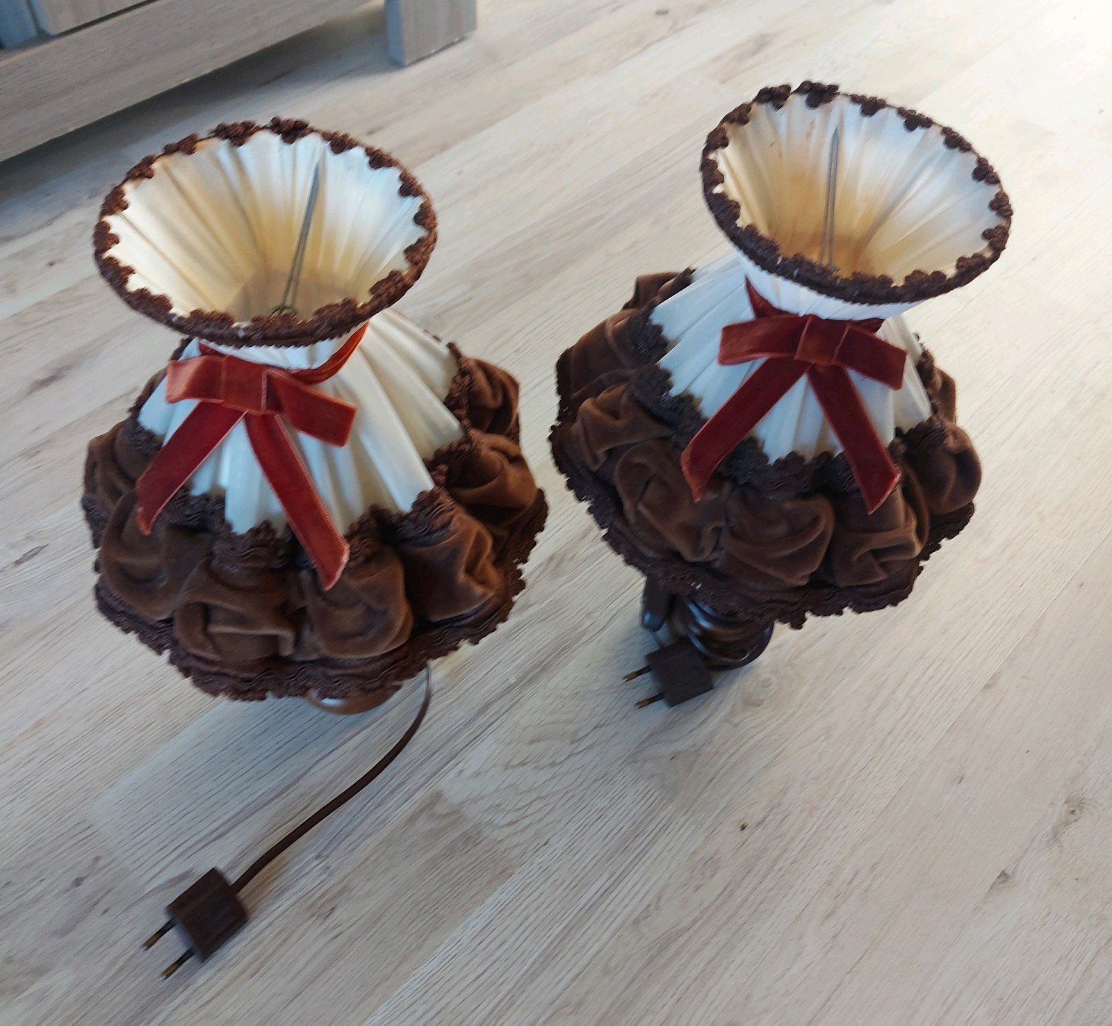 Vintage "Frou-Frou" Tafellampen - Set van 2 UNIEK, Ophalen of Verzenden