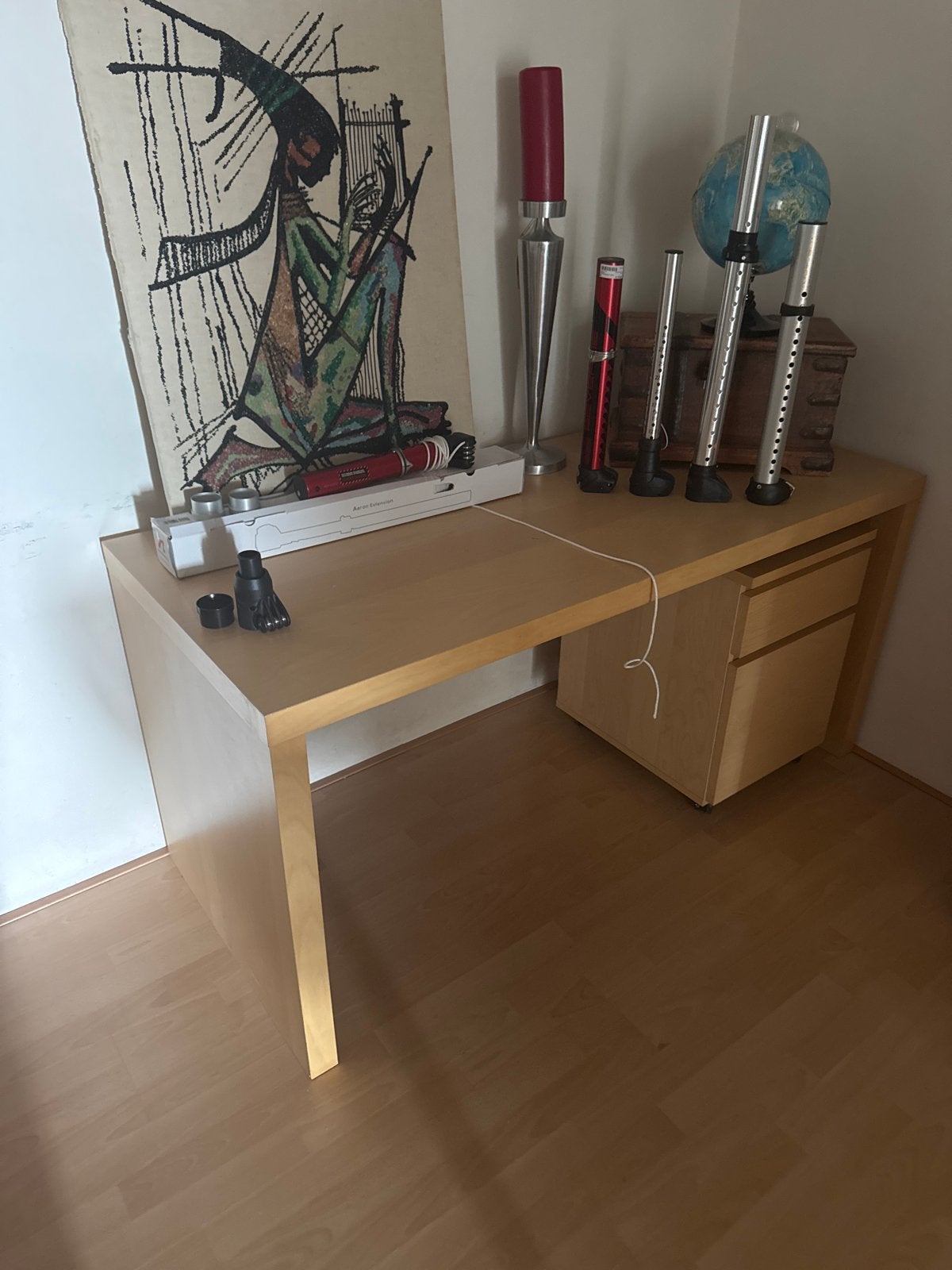 Modern bureau met lades - licht hout, Ophalen, Gebruikt, Overige merken, Computerbureau