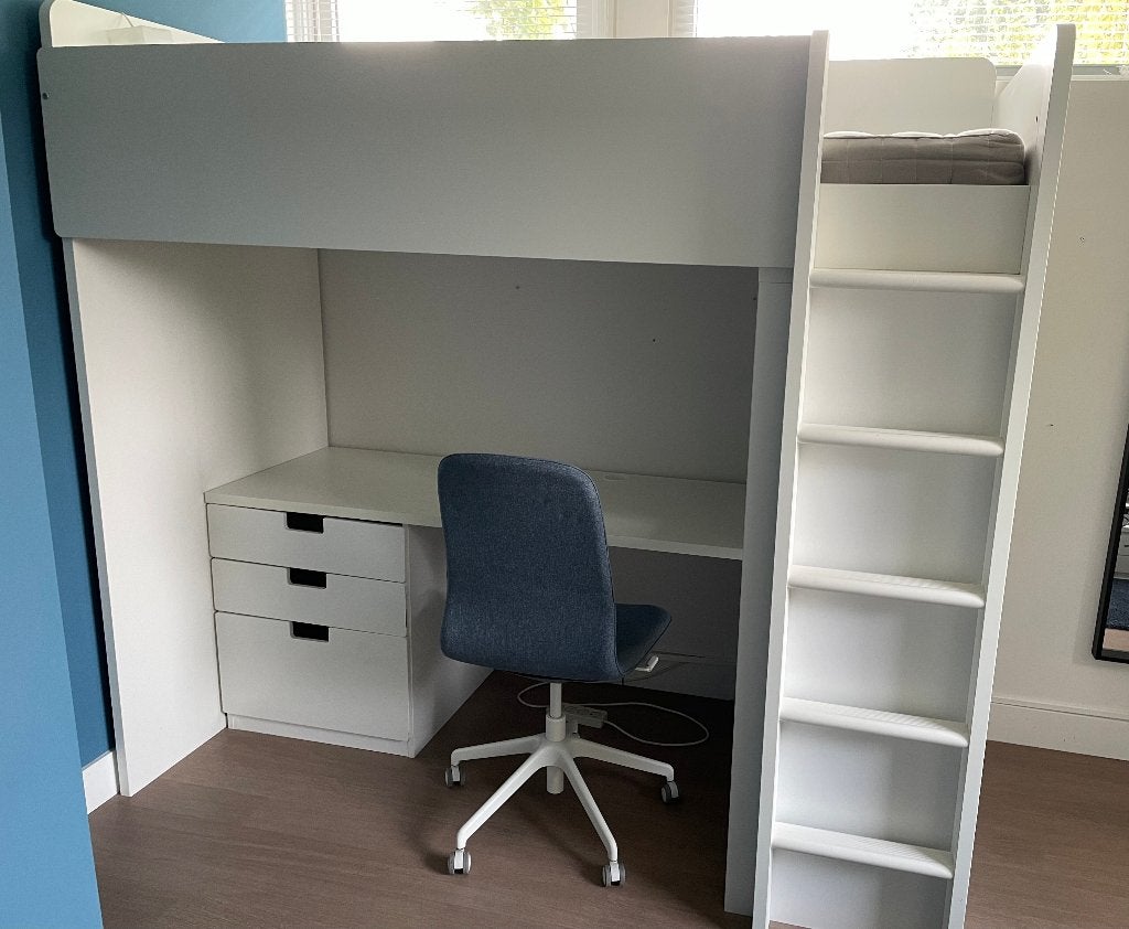 Ikea Smastad hoogslaper met bureau, wit, Ophalen, Gebruikt, Eenpersoons, 210 cm