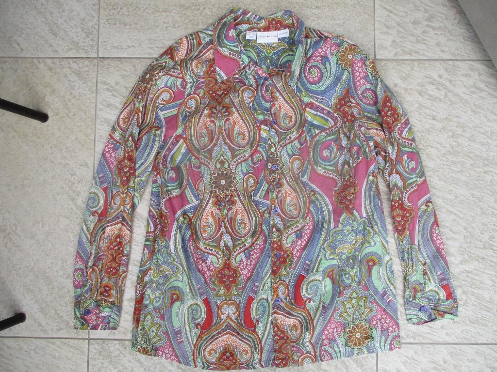 Laura Kent blouse maat 46 blauw / roze lange mouwen, Kleding | Dames, Blauw, Maat 46/48 (XL) of groter, Ophalen of Verzenden, Zo goed als nieuw