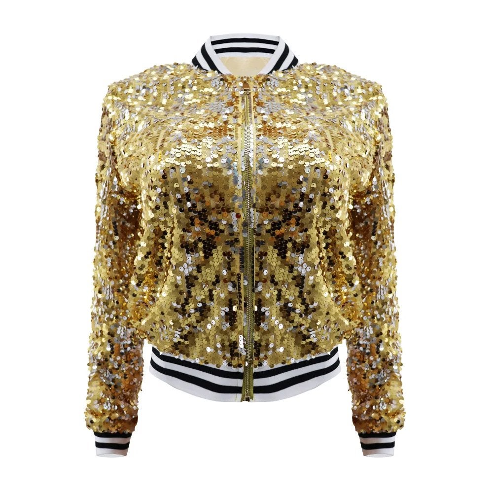 Gouden dames glitter bomberjas / goud bomberjack jas jasje, Maat 38/40 (M), Verzenden, Nieuw, Overige thema's