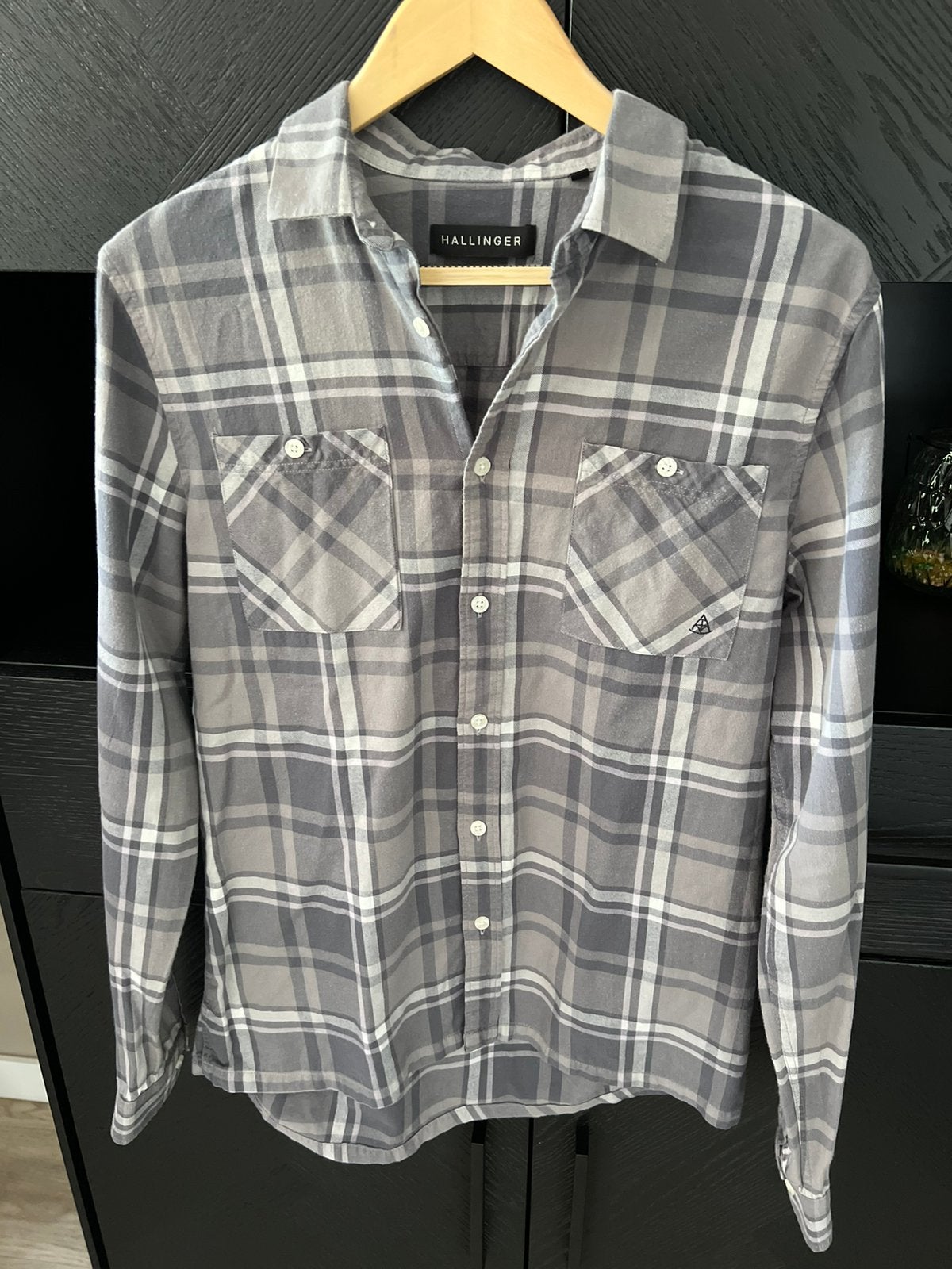 Hallinger heren blouse maat M, Ophalen of Verzenden, Zo goed als nieuw, Grijs, Halswijdte 39/40 (M)