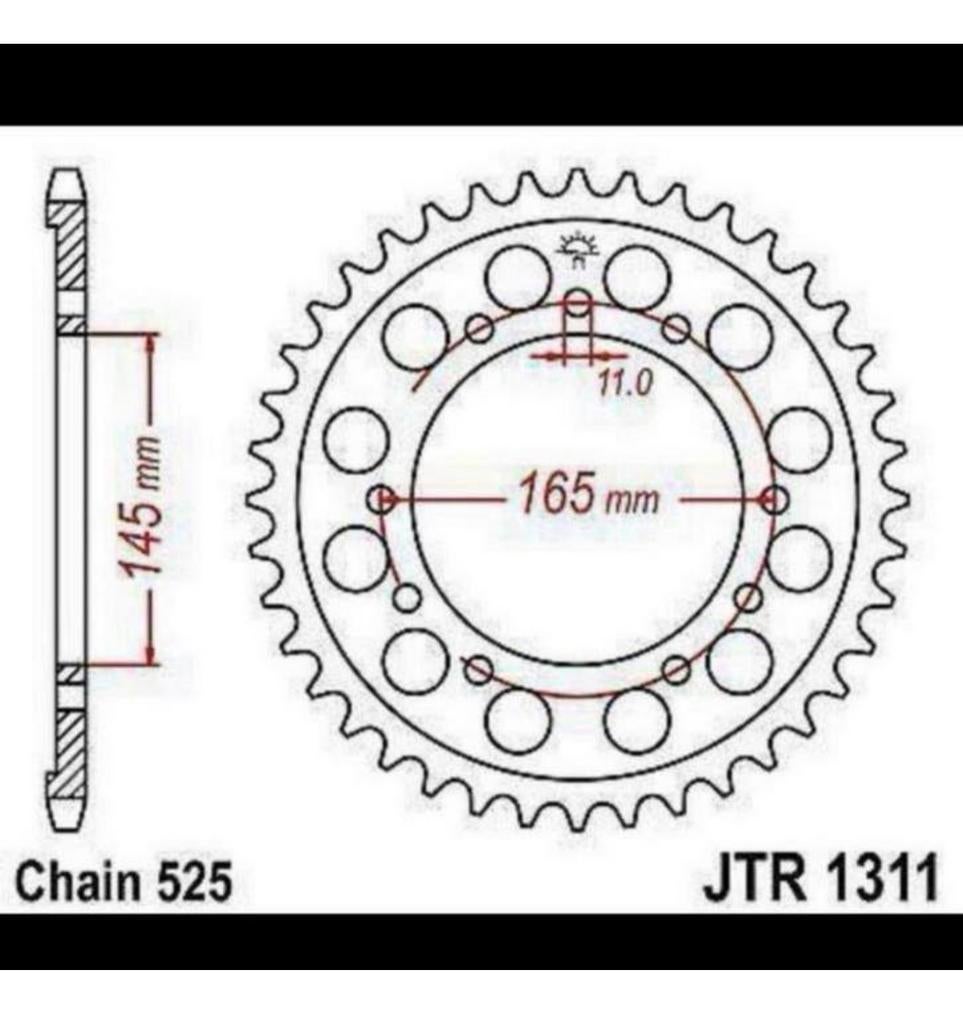 JT Achter Tandwiel JTR1311-43 Tanden Honda NTV650 K2 BRO'S, Ophalen of Verzenden, H, H, H