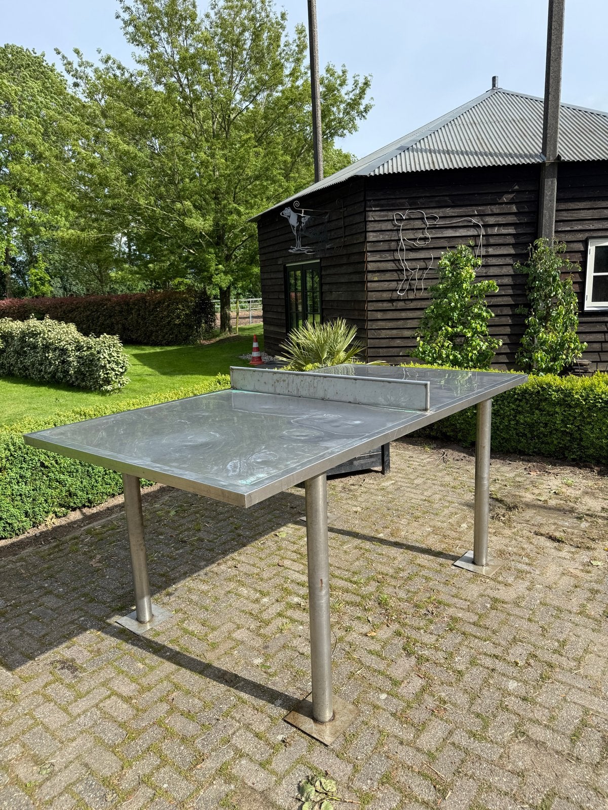 Robuuste RvS Tafeltennistafel - Weerbestendig en Duurzaam, Ophalen of Verzenden, Gebruikt, Tafel Outdoor, Wedstrijdformaat