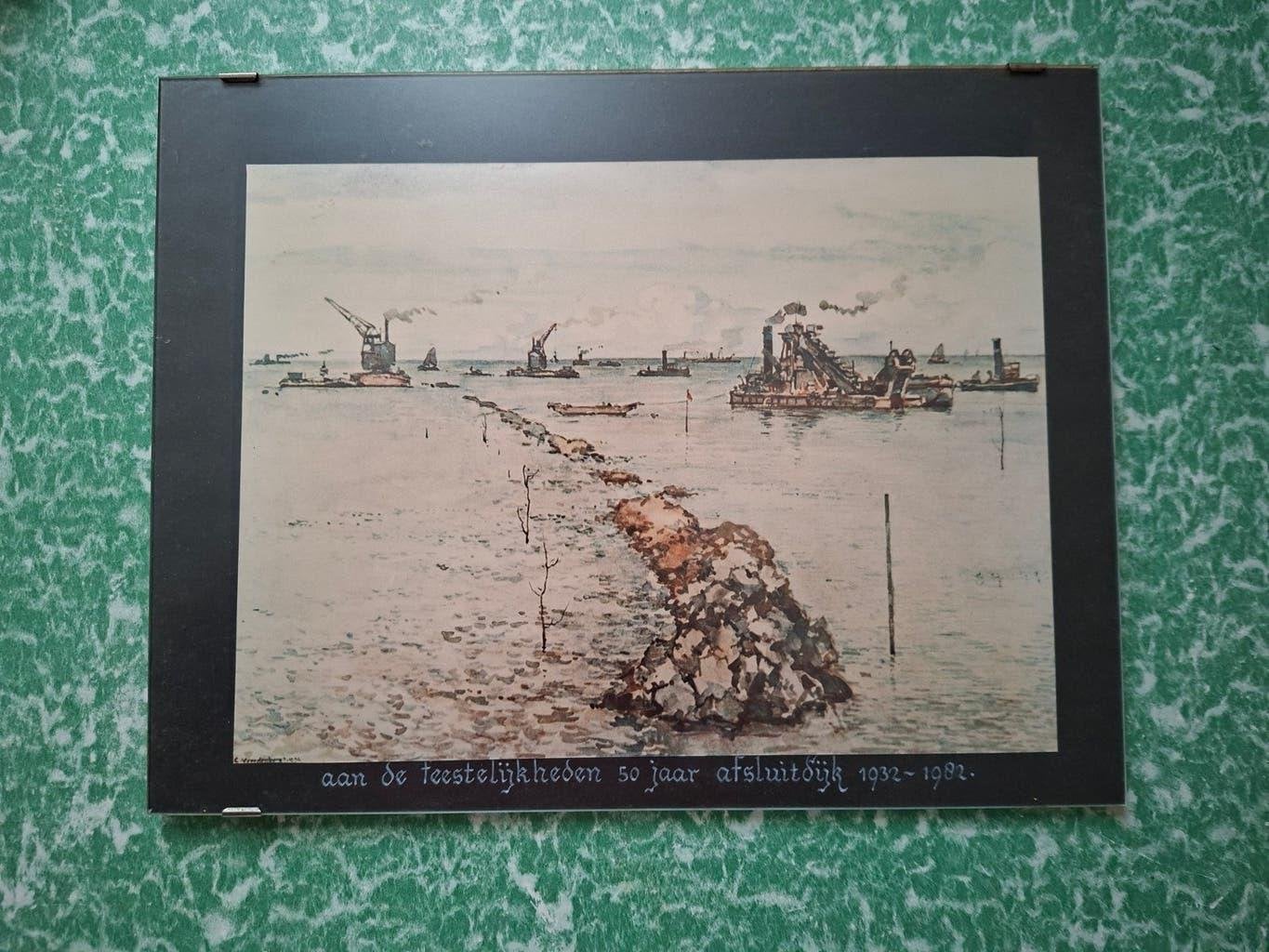 tekening v C.Vreedenburgh 1931 *50 j. afsluitdijk 1932-1982, Ophalen of Verzenden, Gebruikt