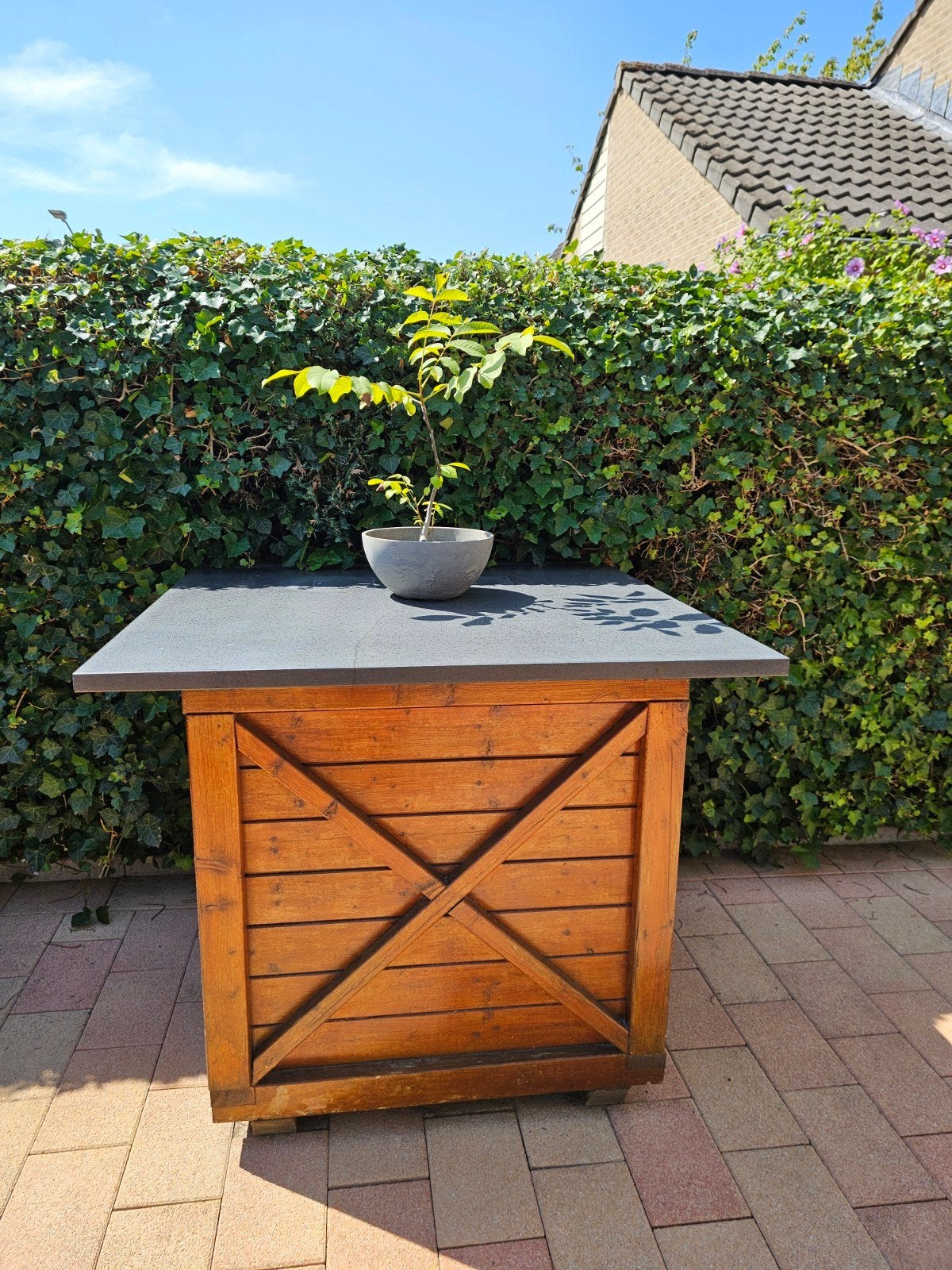 hillhout country plantenbak Teak hout grootste model, Tuin en Terras, Ophalen, Gebruikt, Vierkant, Tuin