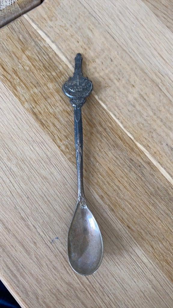 Antiek theelepeltje Wilhelmina Toren Valkenburg 12.5 cm lang, Ophalen of Verzenden