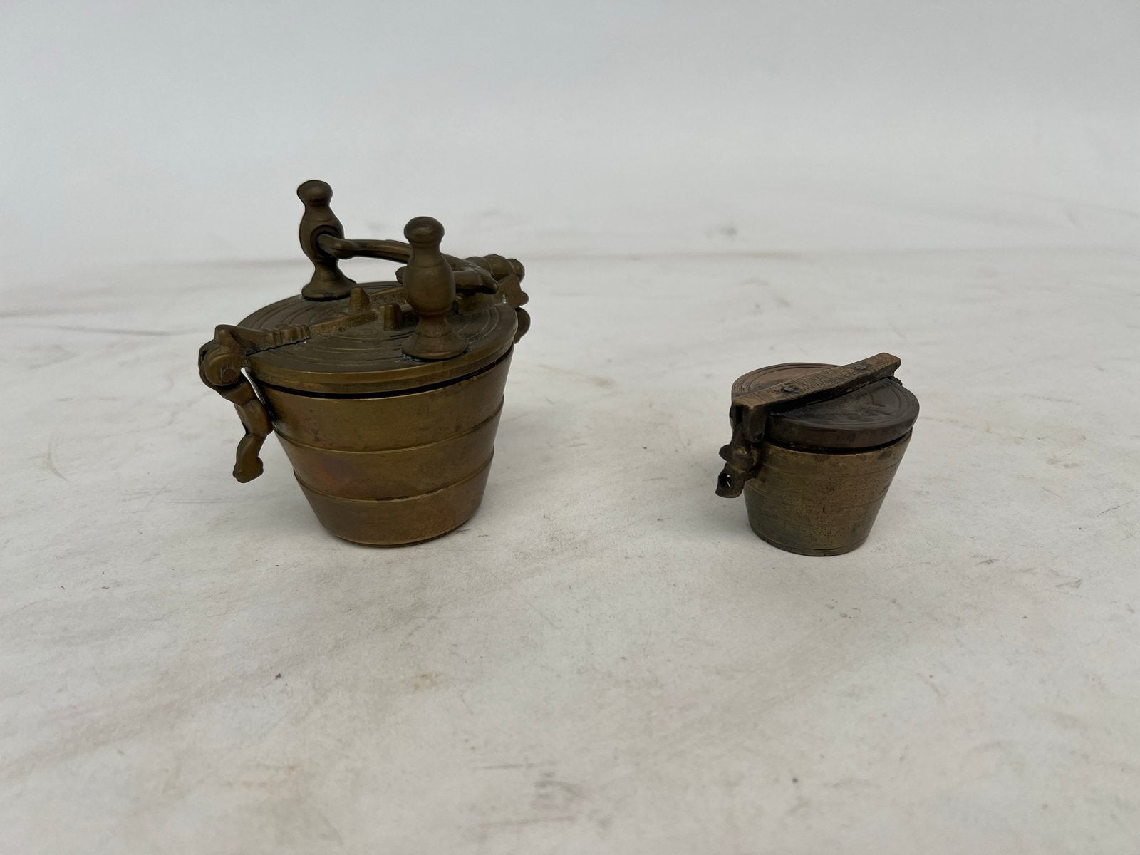 Antieke messing stapelgewichten set (2 stuks), Ophalen of Verzenden