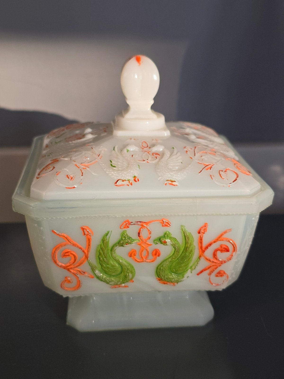 Antieke Franse opaline foire doos / bonbonnière 1930/40S €49, Ophalen of Verzenden