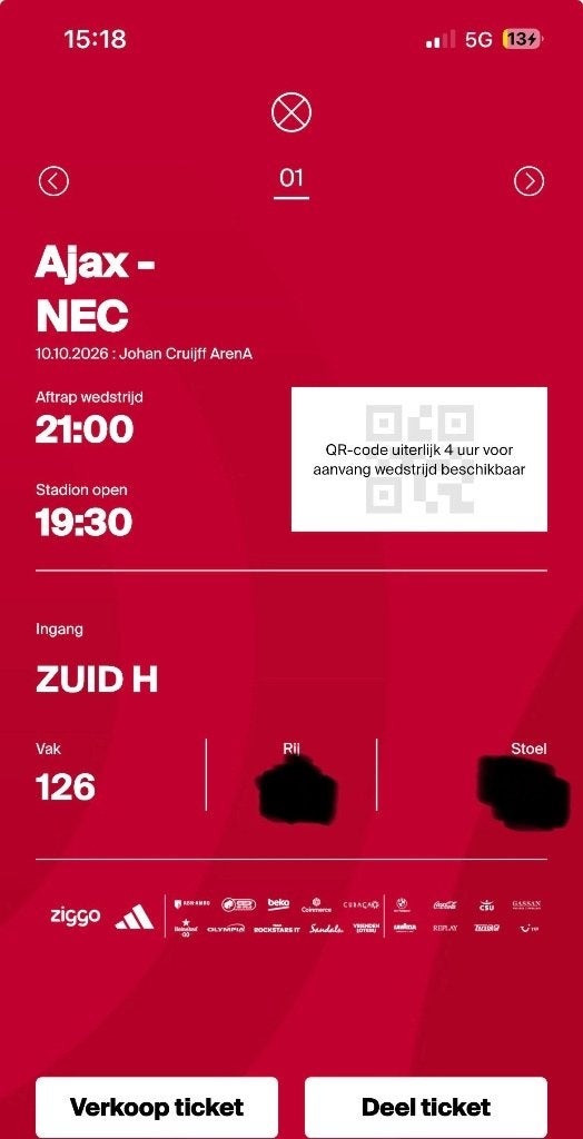 Ajax NEC F-side, Eén persoon, Mei