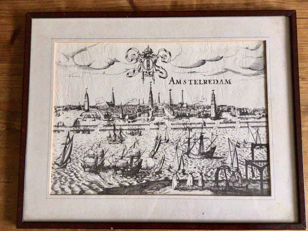 Antieke Gravure 'Amstelredam' - Stadsgezicht Amsterdam, Antiek en Kunst, Kunst | Etsen en Gravures, Gravure, Ingelijst, Stadsgezicht