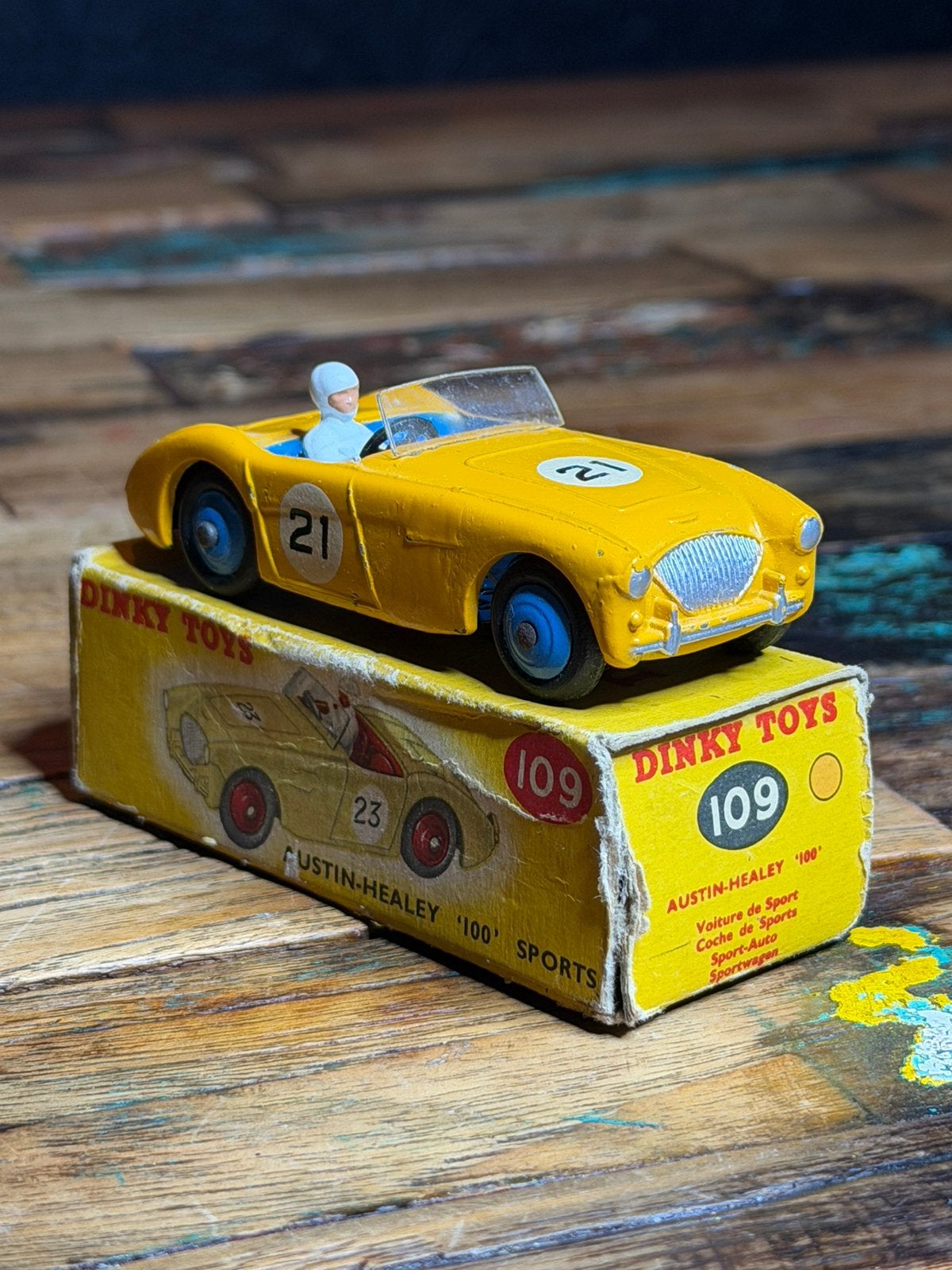 Dinky Toys 109 Austin-Healey ‘100’ Sports nr. 21 – near mint, Ophalen of Verzenden, Zo goed als nieuw, Auto, Dinky Toys