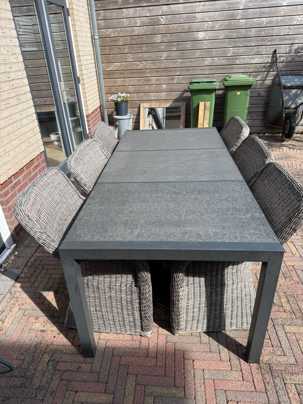 Mooie wicker tuinset met 6 stoelen, Ophalen, Gebruikt, 6 zitplaatsen, Wicker