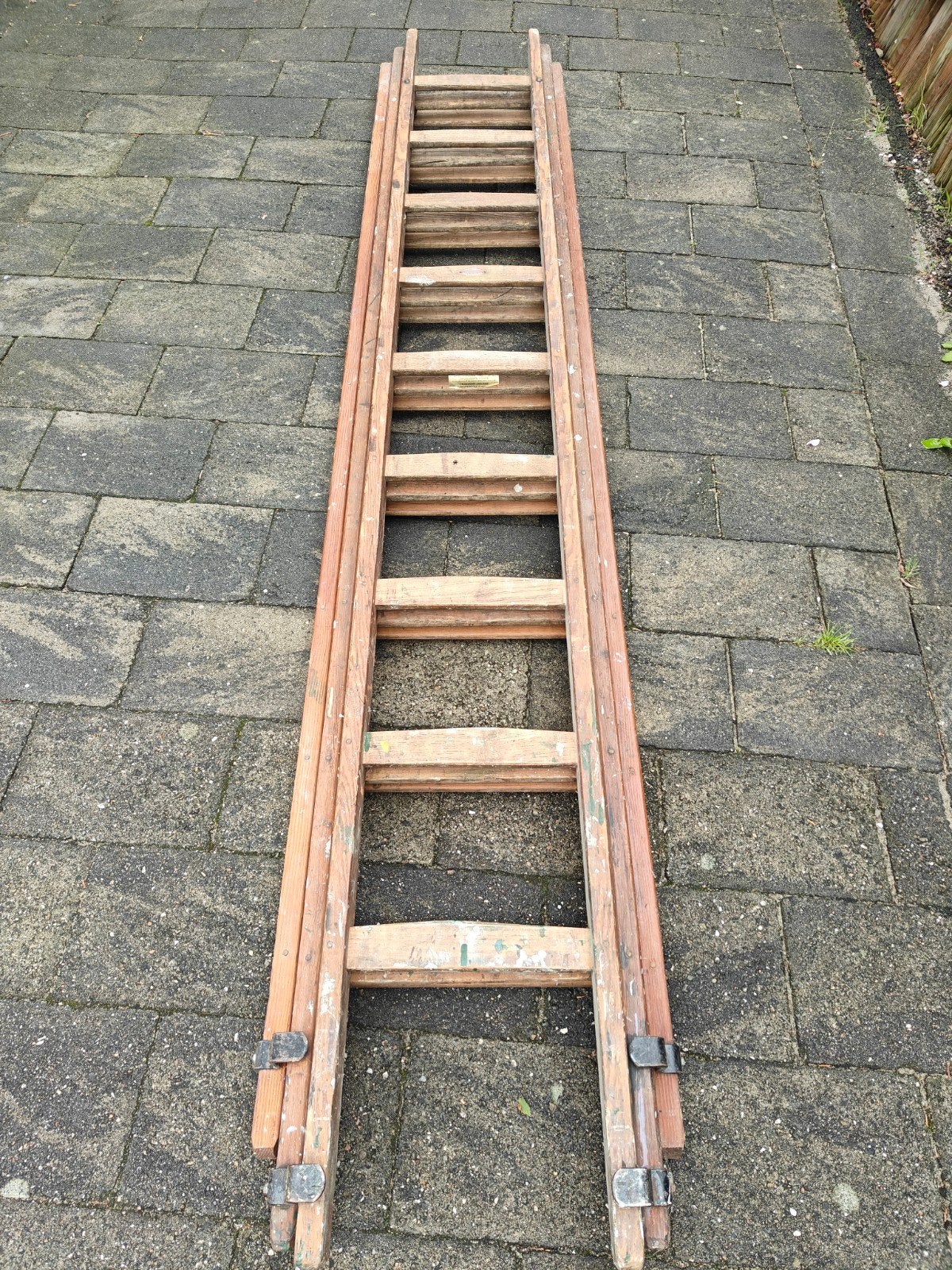 Houten ladder 3 x 2 meter - Goede conditie, Ophalen, Gebruikt, Ladder, Opvouwbaar of Inschuifbaar