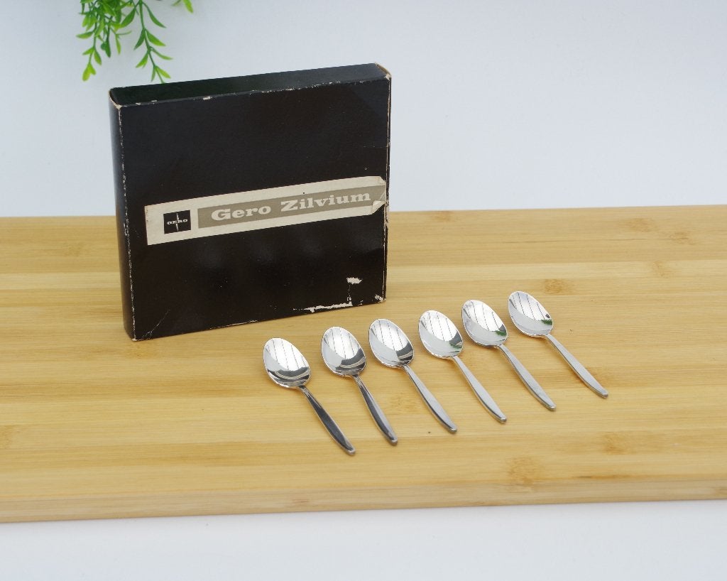 6 Gero zilvium espresso lepetjes in doos  (234 excellence), Ophalen of Verzenden, Zo goed als nieuw, Overige materialen