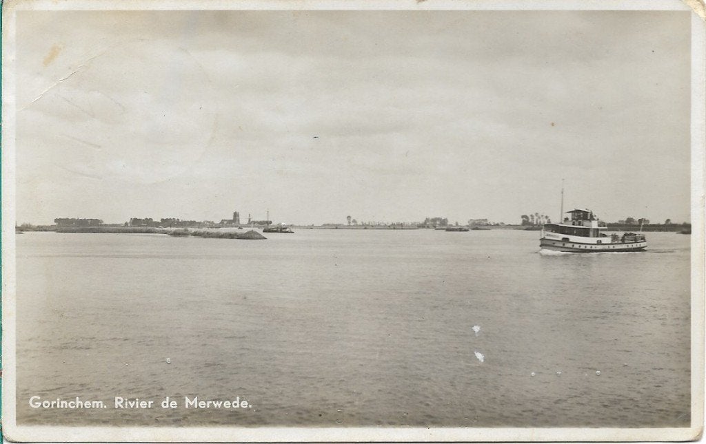 Gorinchem 1948 Rivier de Merwede, fotokaart, Verzenden, 1940 tot 1960, Gelopen, Zuid-Holland
