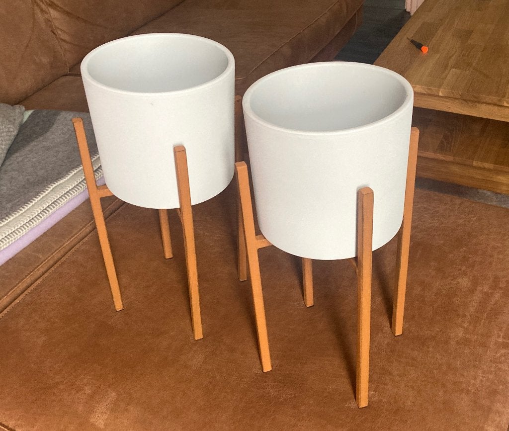 Bloempotten met standaard | diameter 19,5 cm, Ophalen, Steen, Gebruikt, Rond