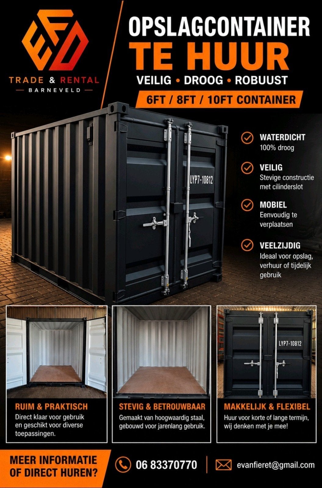 Opslagcontainer te huur - Veilig, Droog, Robuust, Zakelijke goederen, Machines en Bouw | Keten en Containers, Ophalen of Verzenden