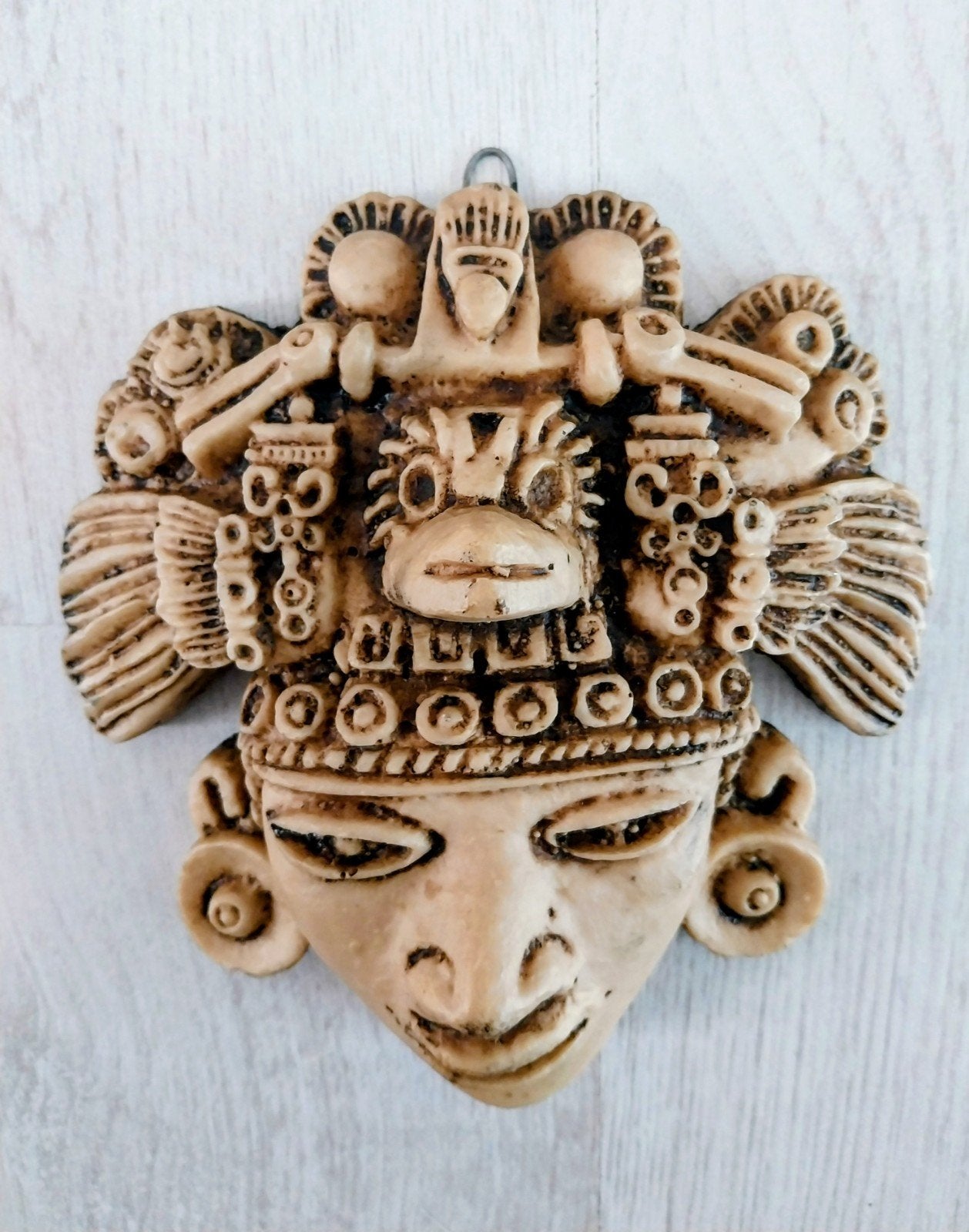 Mooi Mexicaans masker - Maya/Azteken stijl, Steen/keramiek, Mexico, Beige, Masker