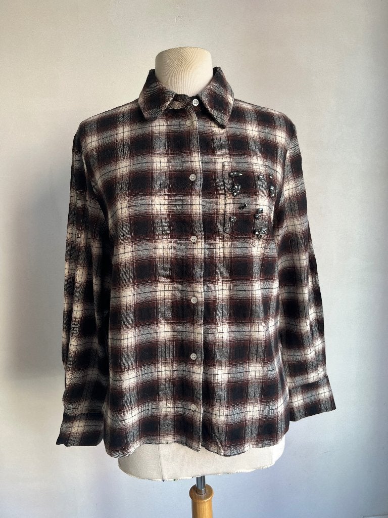 suncoo blouse maat 2 ruit bruin, Kleding | Dames, Maat 38/40 (M), Bruin, Verzenden, Zo goed als nieuw