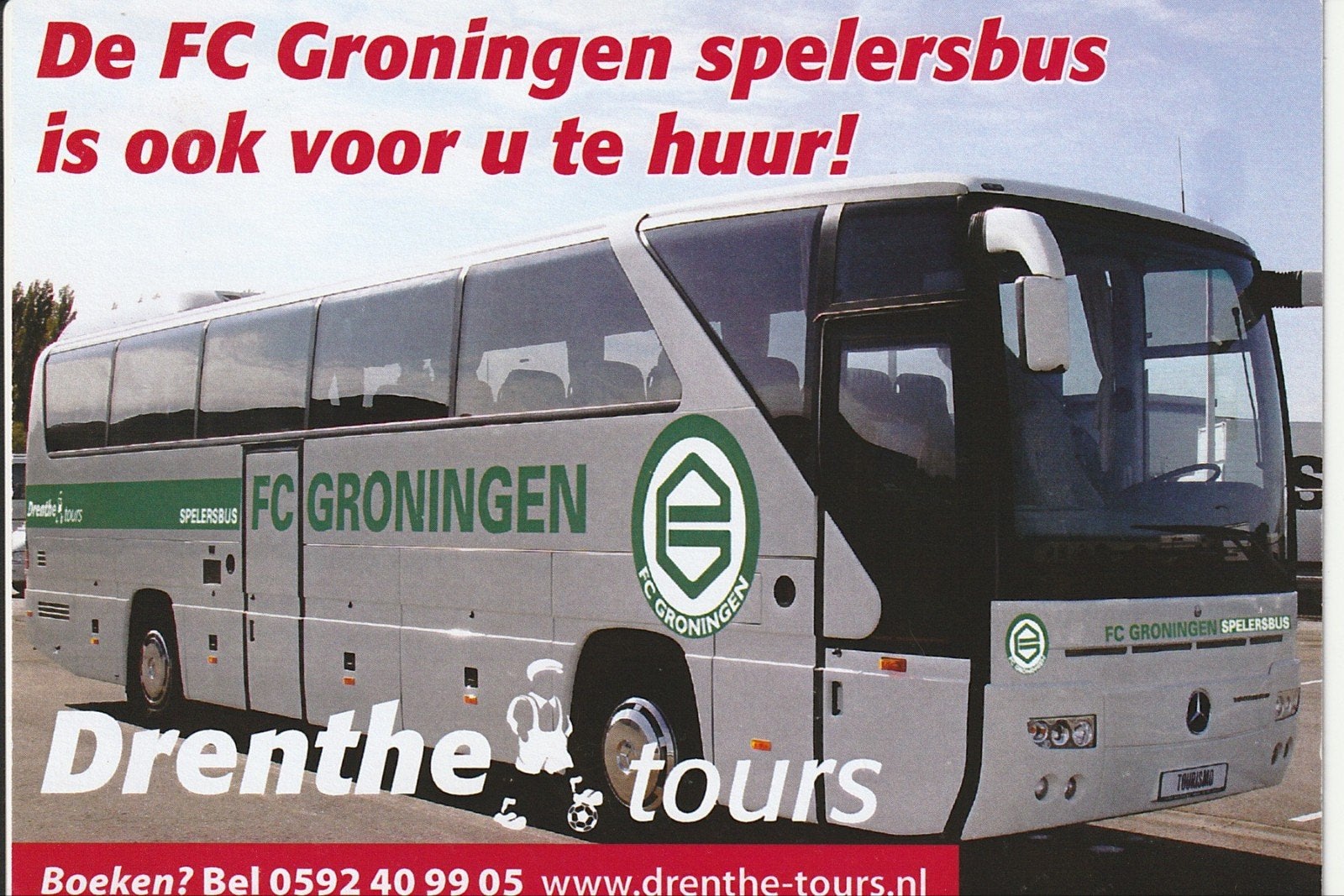 DRENTHE TOURS FC GRONINGEN SPELERSBUS IS OOK VOOR U TE HUUR, Ophalen of Verzenden, 1980 tot heden, Ongelopen, Groningen