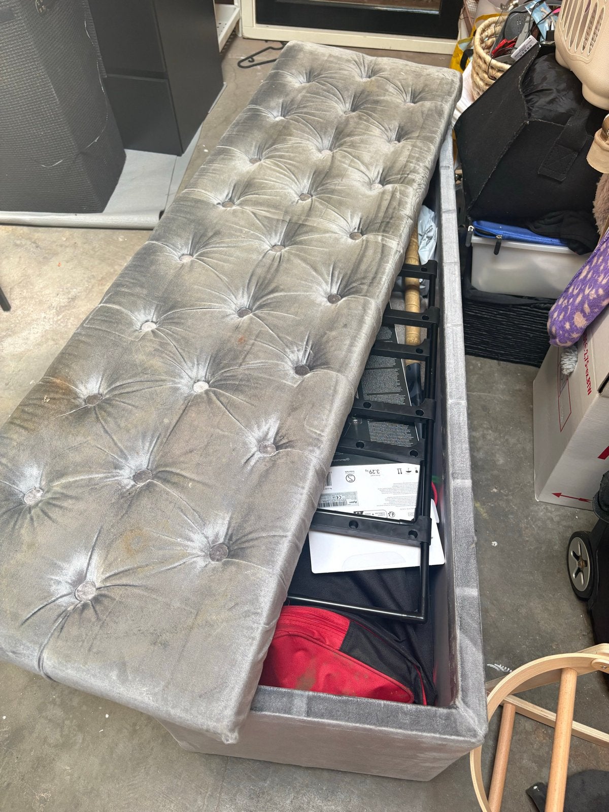 Graiis Kleed bankje hocker met opbergruimte - 140x40x48 cm, Ophalen, Gebruikt, Minder dan 75 cm, Tweepersoons
