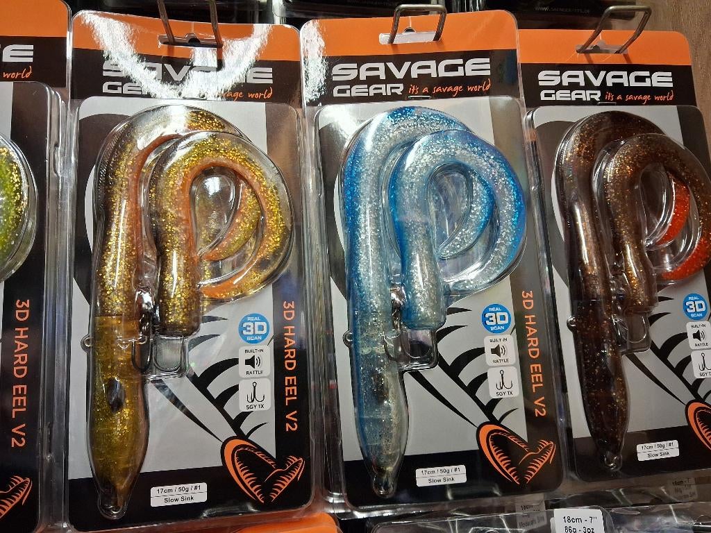 Set van 4x SG 3D Hard Eel V2 17cm/50g (4 kleuren), Tinstraat, Savage Gear, Overige typen, Nieuw