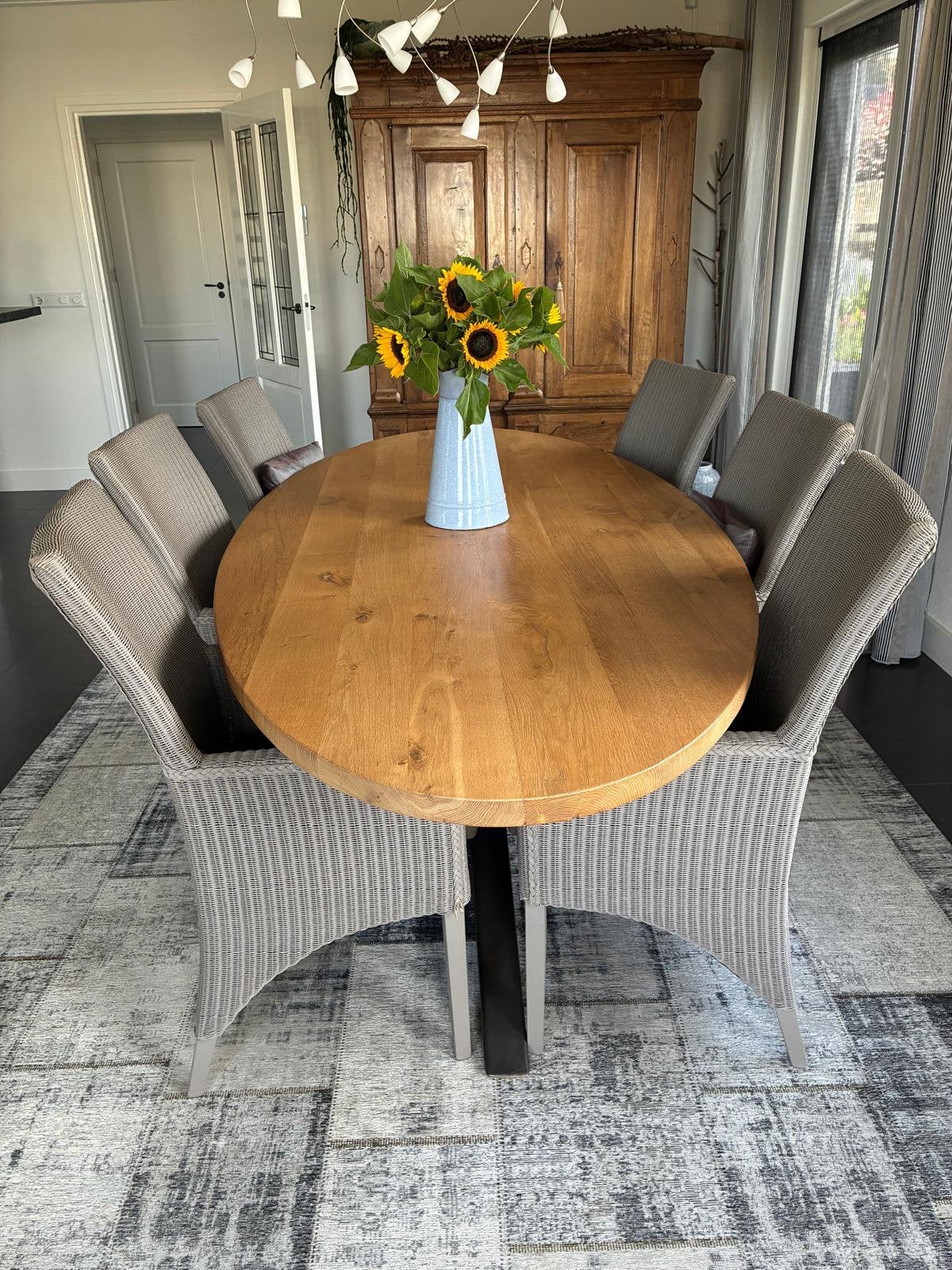 6 eetkamerstoelen zgan, Ophalen, Bruin, Riet of Rotan, Zo goed als nieuw