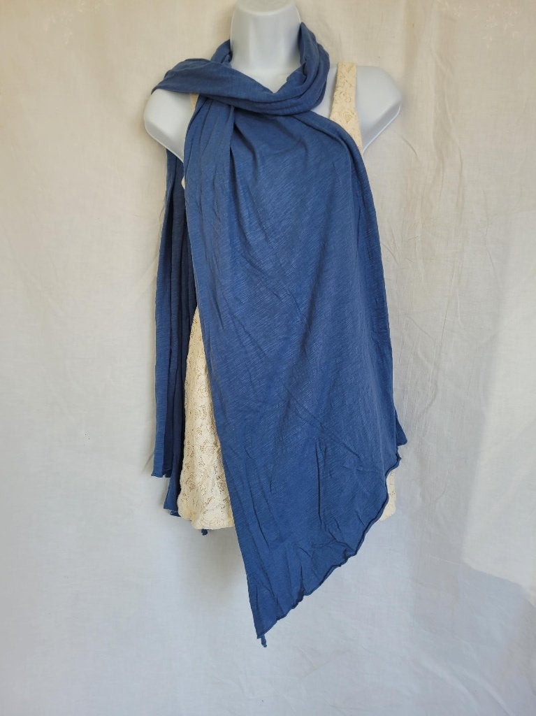 Leuke blauwe sjaal 55x230, Maat 38/40 (M), ., Ophalen of Verzenden, Zo goed als nieuw