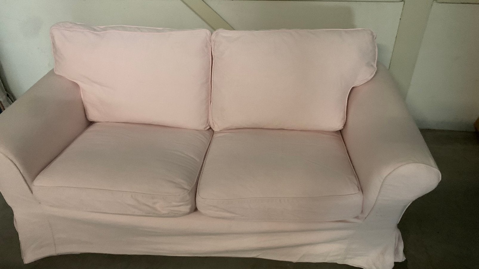 Super mooie zeldzame roze landelijke  Ikea Ektorp 2 zitter, Landelijk brocante, 150 tot 200 cm, Tweepersoons, 75 tot 100 cm