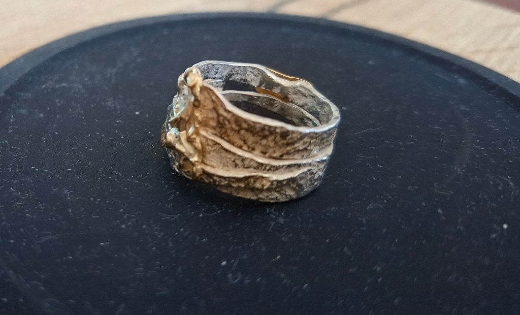Ring zilver/goud, Sieraden, Tassen en Uiterlijk, Ophalen of Verzenden, Zo goed als nieuw, Dame of Heer, Zilver