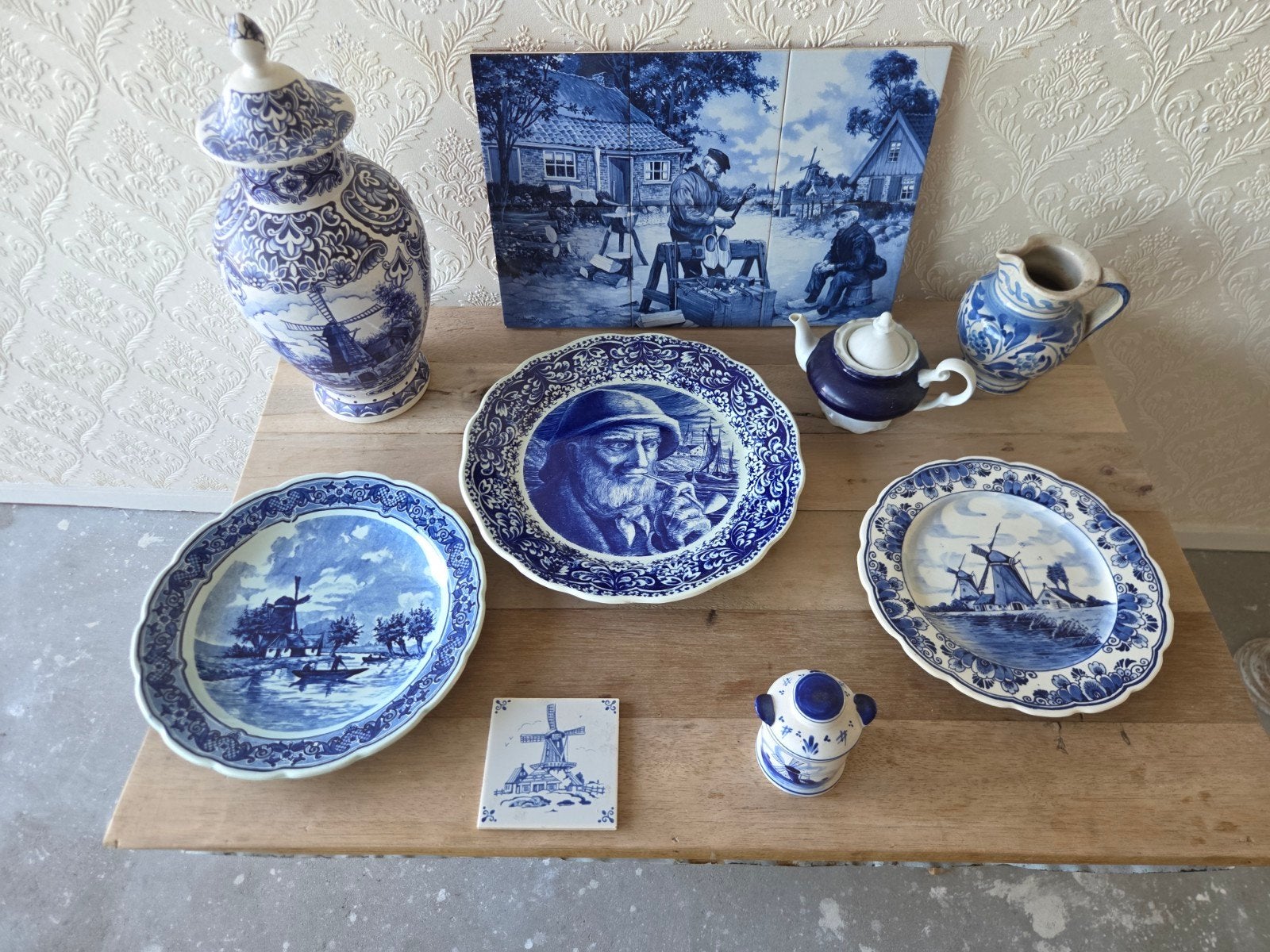 Diverse collectie Delfts Blauw aardewerk, Ophalen