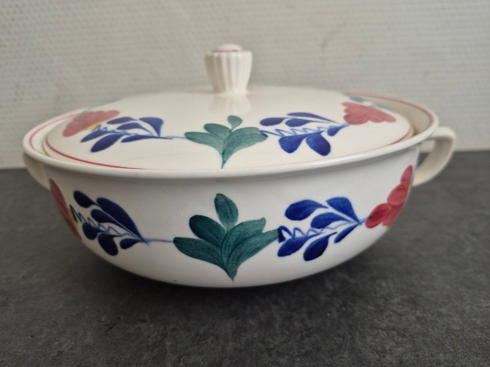 Petrus Regout boerenbont dekschaal vintage, Ophalen of Verzenden