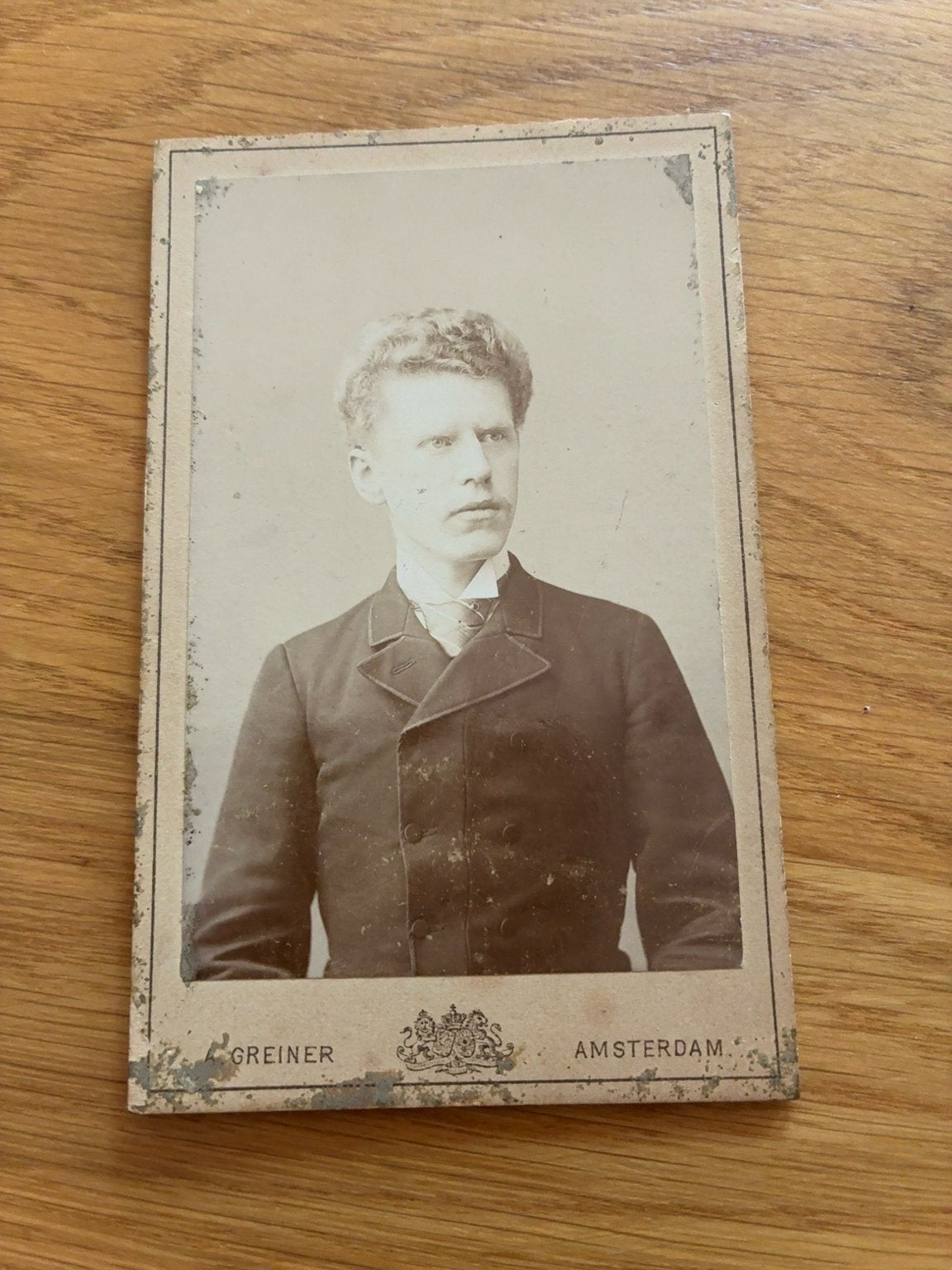 Antieke CDV portretfoto Albert Greiner Amsterdam 1892, Verzamelen, Foto's en Prenten, Verzenden, Voor 1940, Zo goed als nieuw
