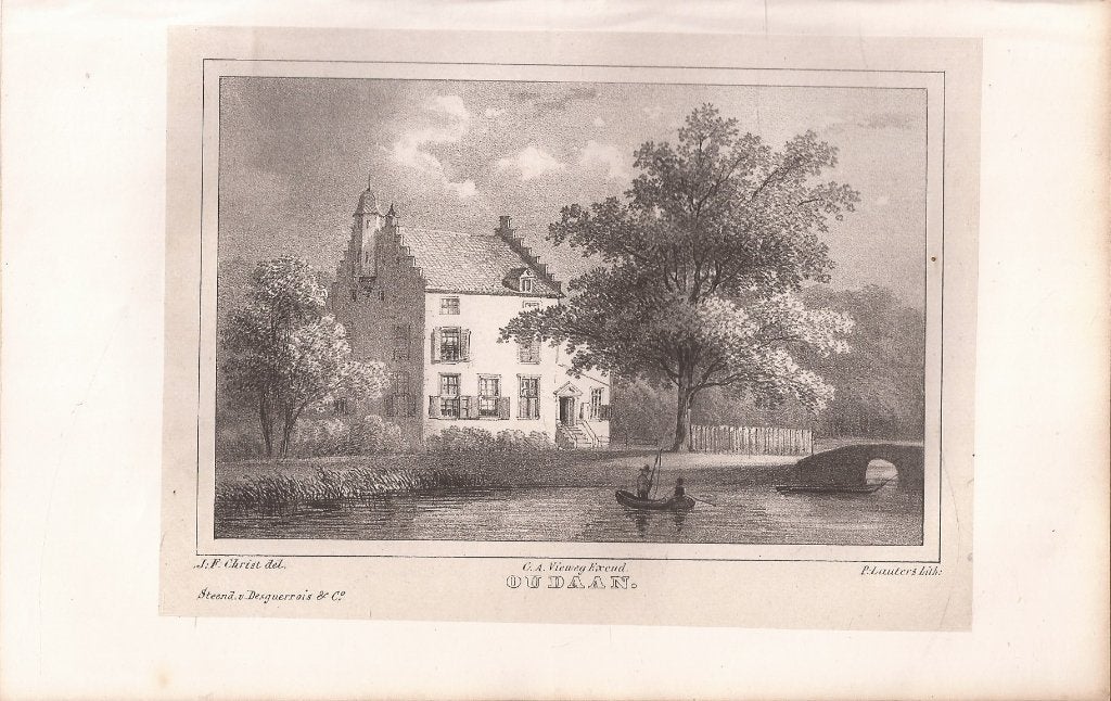 Het Huis Oudaan in Breukelen Utrecht 1846 litho, 1800 - 1899, Blanco verso, 12 cm, Lithografie