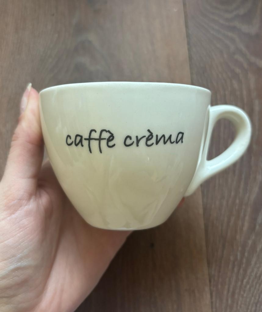 Caffe crema kopje Riviera Maison, Huis en Inrichting, Keuken | Servies, Ophalen of Verzenden, Zo goed als nieuw, Overige stijlen