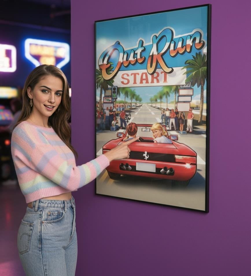 OUTRUN SEGA Retro Videogame Poster 50x70 CM, Spelcomputers en Games, Avontuur en Actie, Verzenden, 1 speler, Nieuw
