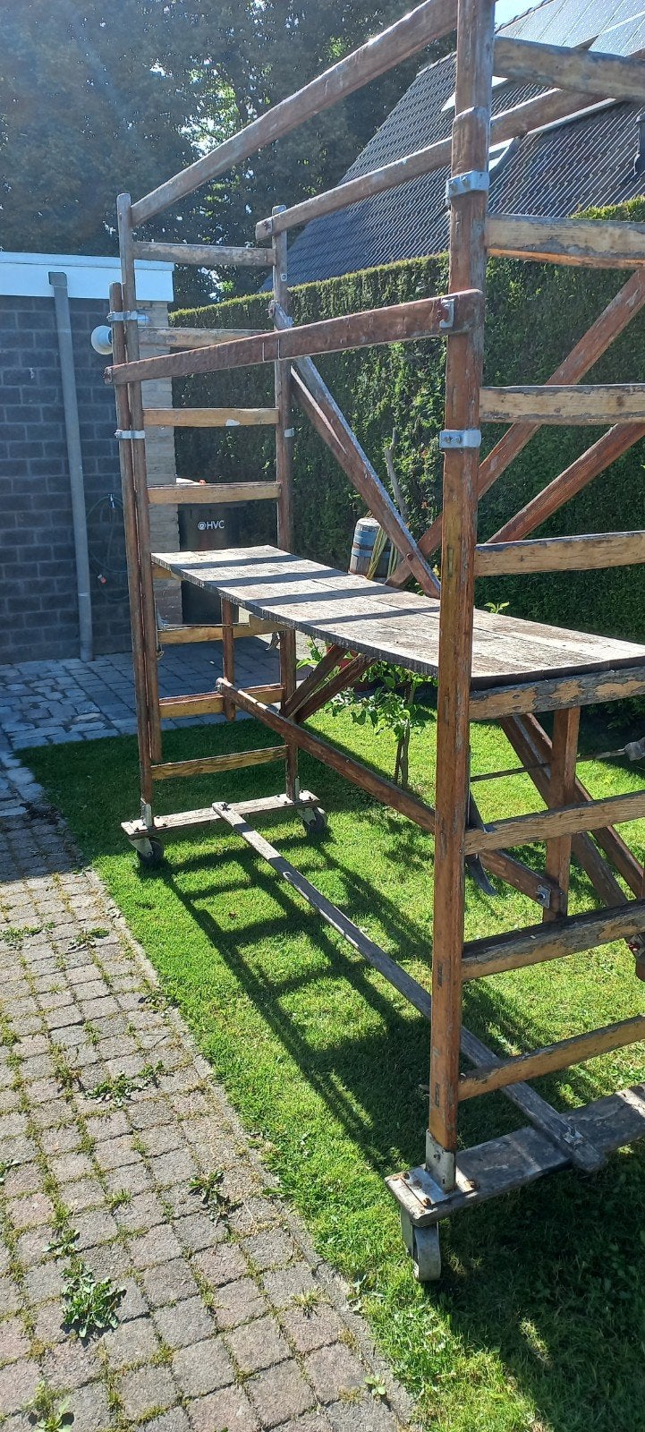 Curiosa Oude Antieke Houten Steiger op Wielen, Ophalen, Gebruikt, Overige typen, Minder dan 2 meter