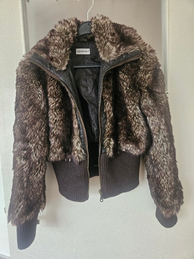 Bruine vintage bontjas maat S/M, Verzenden, Zo goed als nieuw, Maat 38/40 (M), Bruin