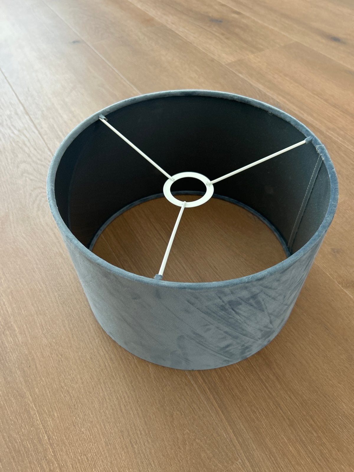 Grijze fluwelen lampenkap - Zo goed als nieuw, Ophalen, Overige typen, Rond, Zo goed als nieuw