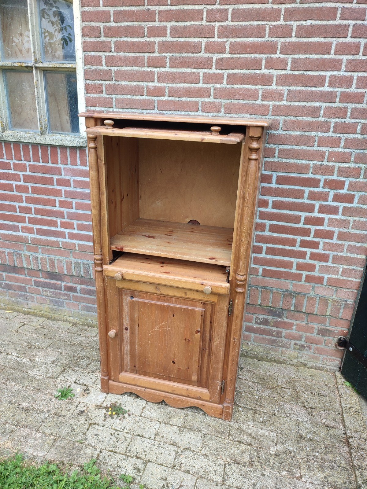 grenen houten kastje / tv-pc meubel, Ophalen, Gebruikt, Seventies