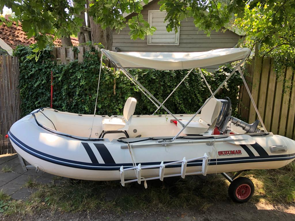 Suzumar rubberboot met 15pk motor, Ophalen, Gebruikt, Inclusief trailer, Suzumar