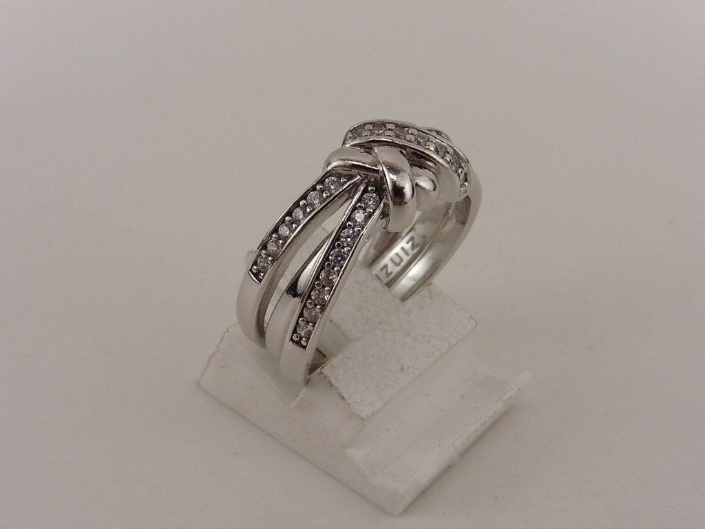 Zilveren damesring met zirkonia                         Z142, Gebruikt, ., Ophalen of Verzenden, Dame