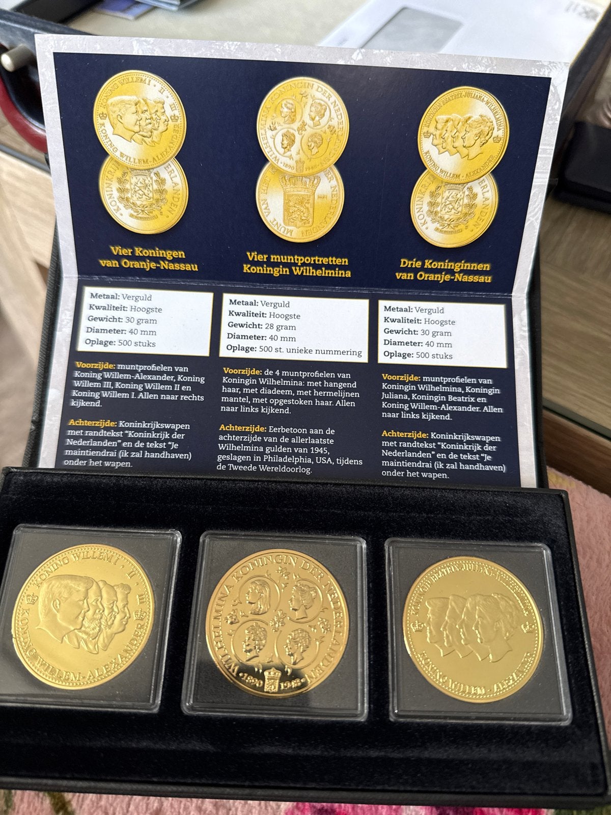 Vergulde Munten Set: Koningen en Koninginnen van Oranje-Nass, Setje, Koningin Beatrix, Goud, Overige waardes