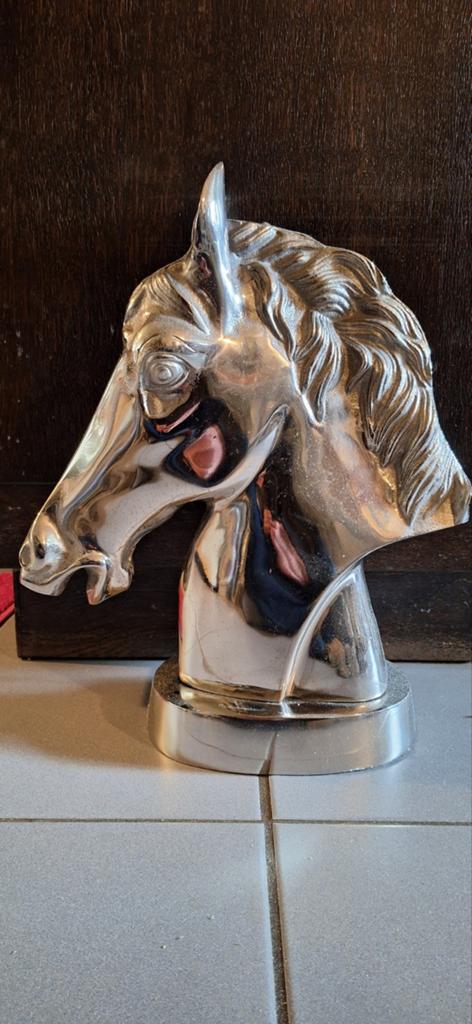 Paarden hoofd aluminium 44 cm hoog, Antiek en Kunst, Ophalen