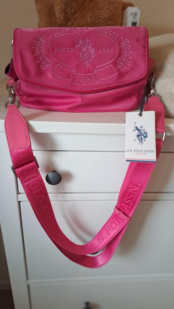 Nieuwe PINK U.S. Polo Assn. Schoudertas - Felroze met Label, Verzenden, Nieuw, Roze, Overige merken