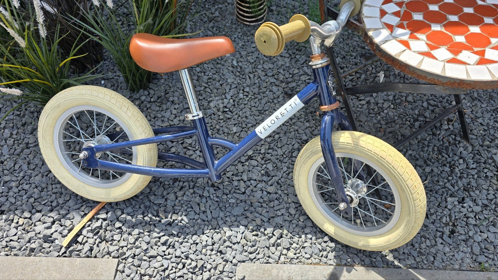 Veloretti Loopfiets - Blauw met bruin zadel, Ophalen of Verzenden, Gebruikt, Loopfiets