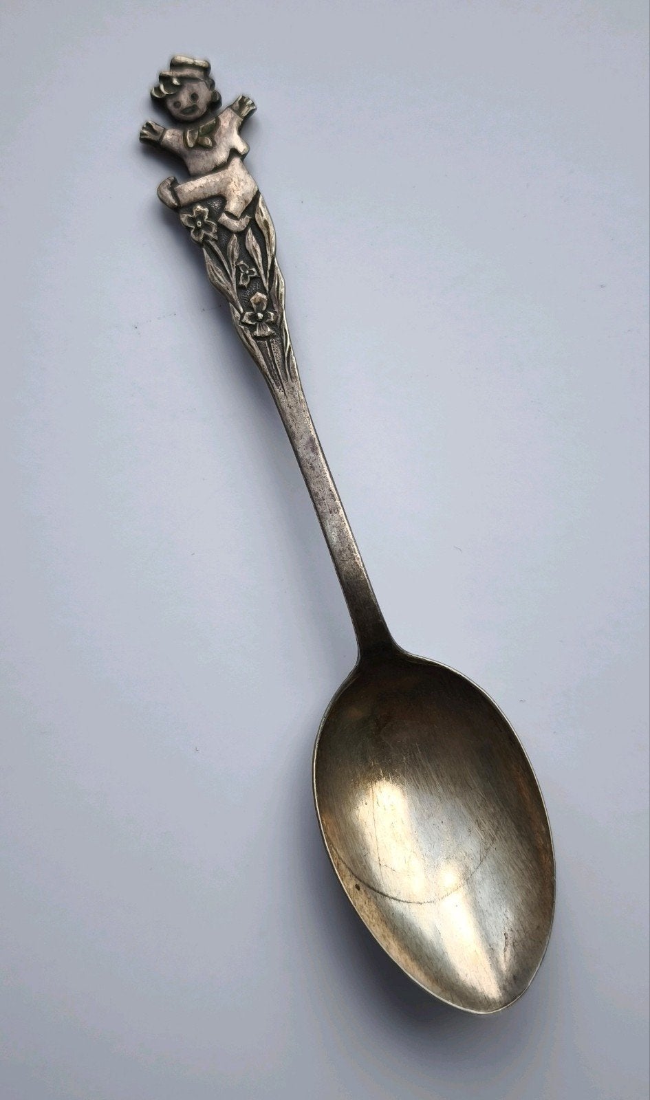 Antieke verzilverde H. Hooijkaas kinderlepel, Ophalen of Verzenden
