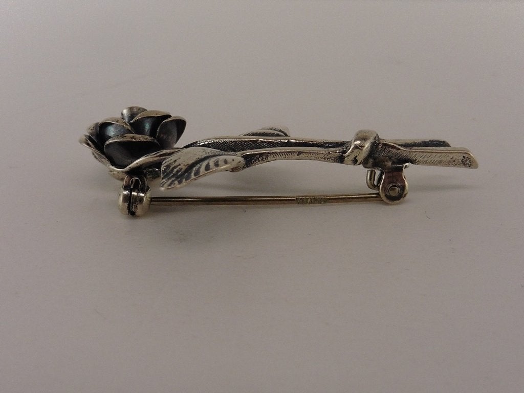 Zilveren Teka broche roosje                              Z79, 4 tot 7 cm, Gebruikt, ., Ophalen of Verzenden