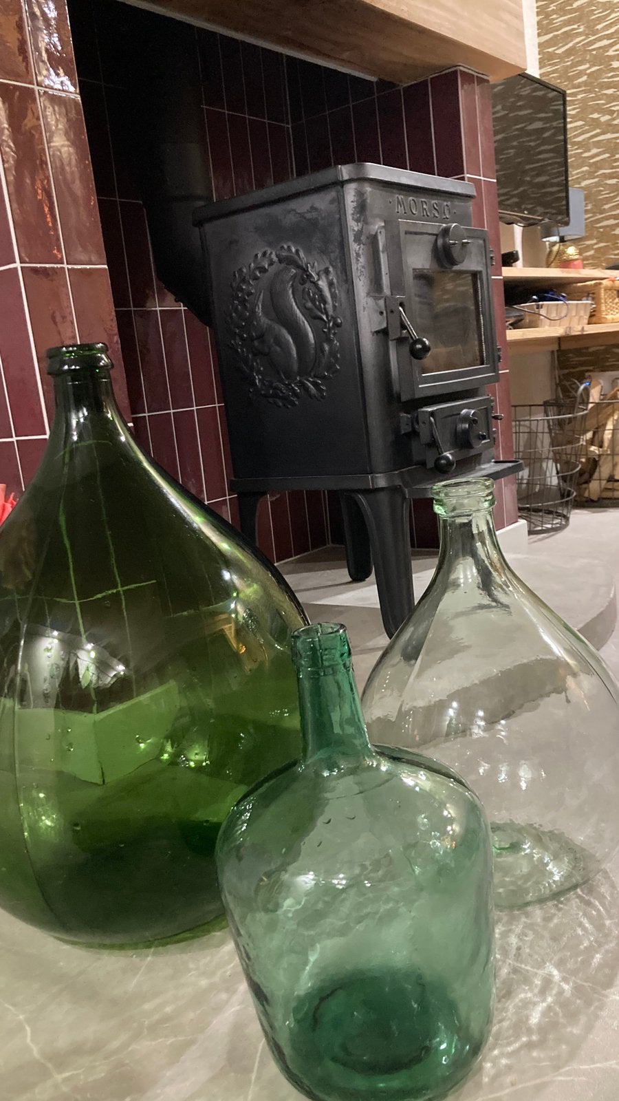 Mooie groene mandfles 34 Liter nr7, Tuin en Terras, Ophalen, Zo goed als nieuw